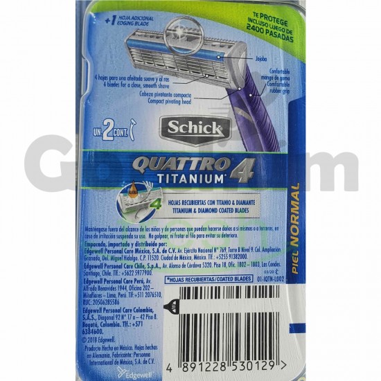 Schick Quattro Titanium Normal For Men 2/Pack