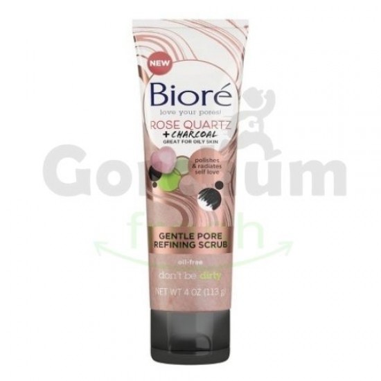 Biore Rose Quartz + Charcoal Gentle Pore Refining Scrub 4oz