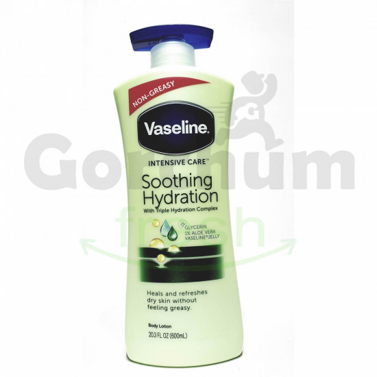 Vaseline Intensive Care Soothing Hydration Body Lotion with Triple Hydration Complex 1% Aloe Vera Vaseline Jelly 600ml