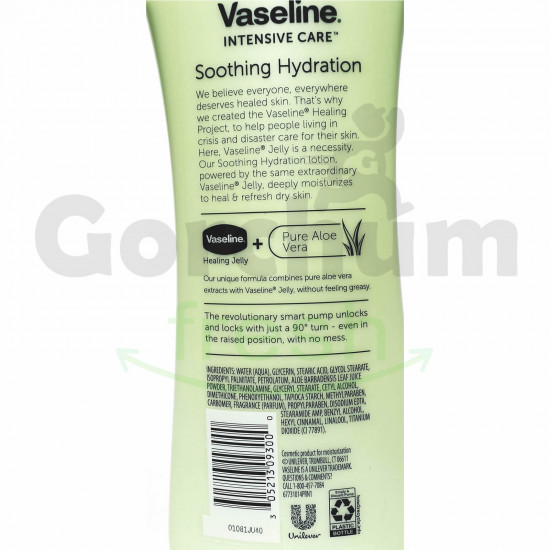 Vaseline Intensive Care Soothing Hydration Body Lotion with Triple Hydration Complex 1% Aloe Vera Vaseline Jelly 600ml