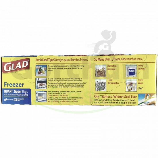 Glad Quart Zipper Freezer Bags 20 Bags