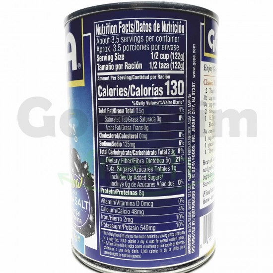 Goya Black Beans Low Sodium Can 15.5oz