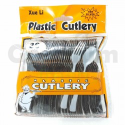 Plastic Cutlery Silver Dessert Spoon 36 Pcs per pack.