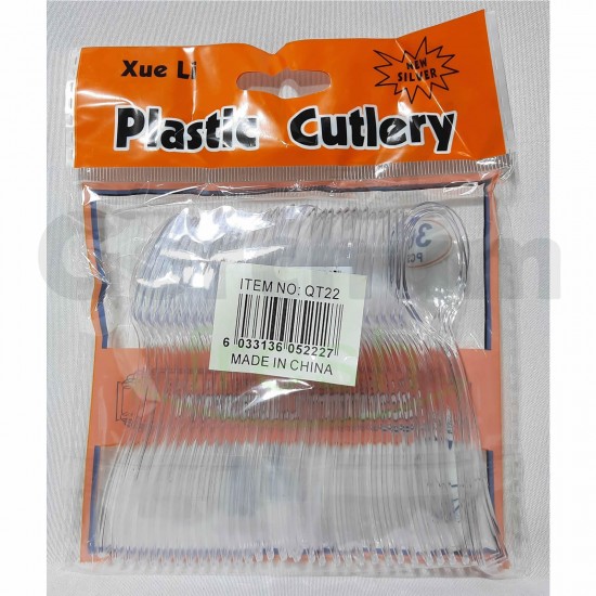 Plastic Cutlery Transparent Dessert Spoon 36 Pcs per pack.