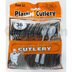 Plastic Cutlery Silver Dessert Fork 36 Pcs per pack.