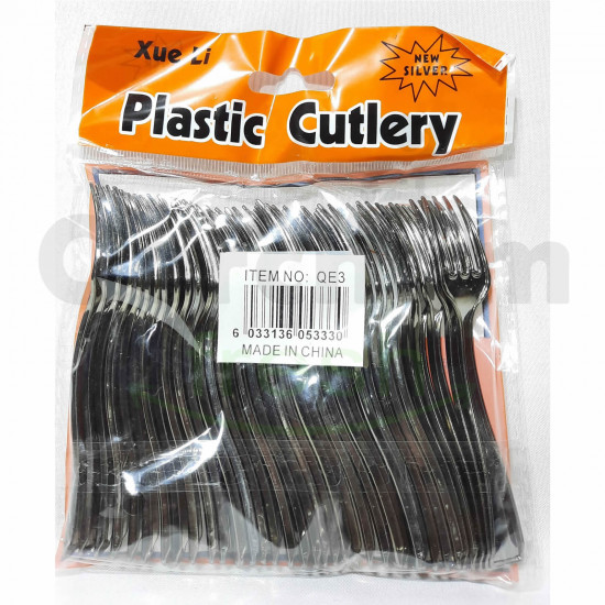 Plastic Cutlery Silver Dessert Fork 36 Pcs per pack.