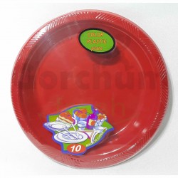Color Plastic Plate  Red 10 Per Pack