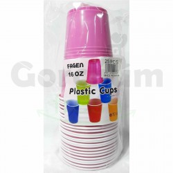 Fagen Pink Plastic Cups 16oz 25 Pcs per pack