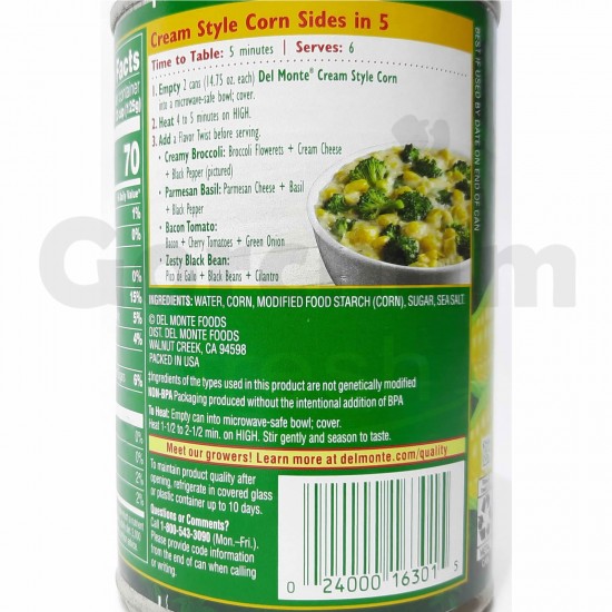 Del Monte Sweet Corn Cream Style 14.75oz