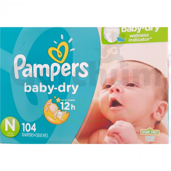 Pampers Baby Dry Newborn 104 Diapers