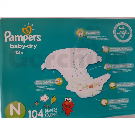 Pampers Baby Dry Newborn 104 Diapers