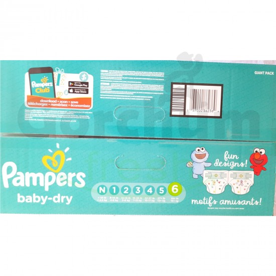 Pampers Baby Dry Giant Value Stage 6 96 Diapers