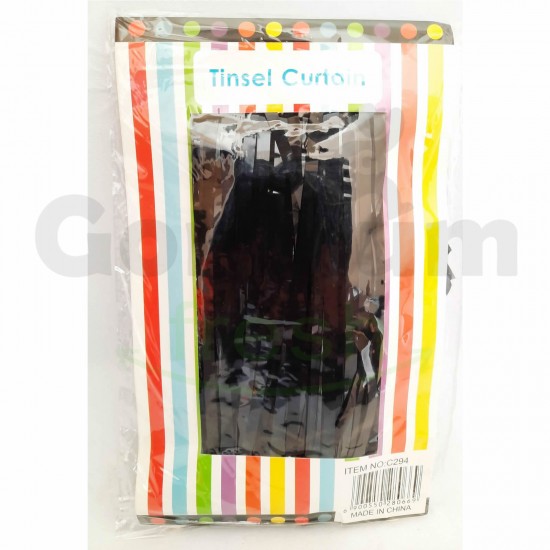 Tinsel Curtain Chrome Black Colour