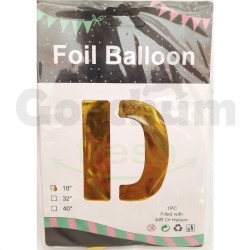 Gold Letter D Foil Balloon 18 Inches