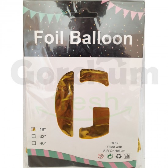 Gold Letter G Foil Balloon 18 Inches