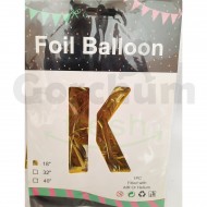 Gold Letter K Foil Balloon 18 Inches