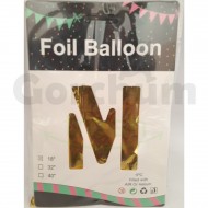 Gold Letter M Foil Balloon 18 Inches