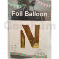 Gold Letter N Foil Balloon 18 Inches