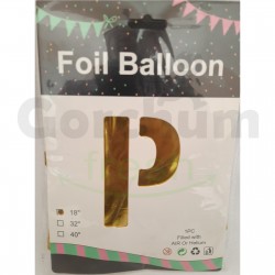 Gold Letter P Foil Balloon 18 Inches