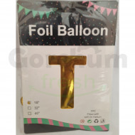 Gold Letter T Foil Balloon 18 Inches