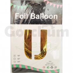 Gold Letter U Foil Balloon 18 Inches