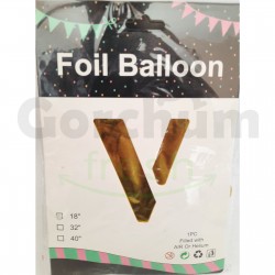 Gold Letter V Foil Balloon 18 Inches