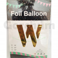 Gold Letter W Foil Balloon 18 Inches