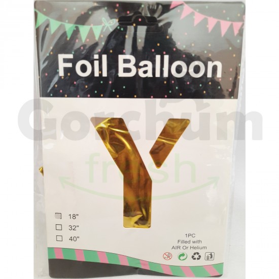 Gold Letter Y Foil Balloon 18 Inches