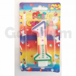 Happy Birthday Multi Colour Number 1 Candle