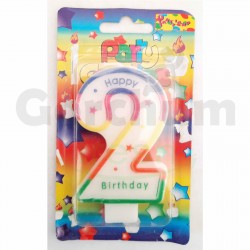Happy Birthday Multi Colour Number 2 Candle
