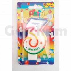 Happy Birthday Multi Colour Number 3 Candle