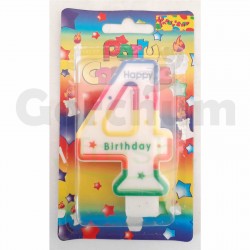 Happy Birthday Multi Colour Number 4 Candle