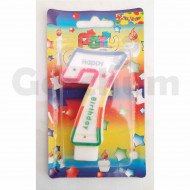 Happy Birthday Multi Colour Number 7 Candle