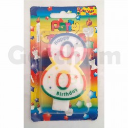Happy Birthday Multi Colour Number 8 Candle