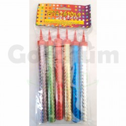 Long Birthday Sparkle Candle 6 pcs