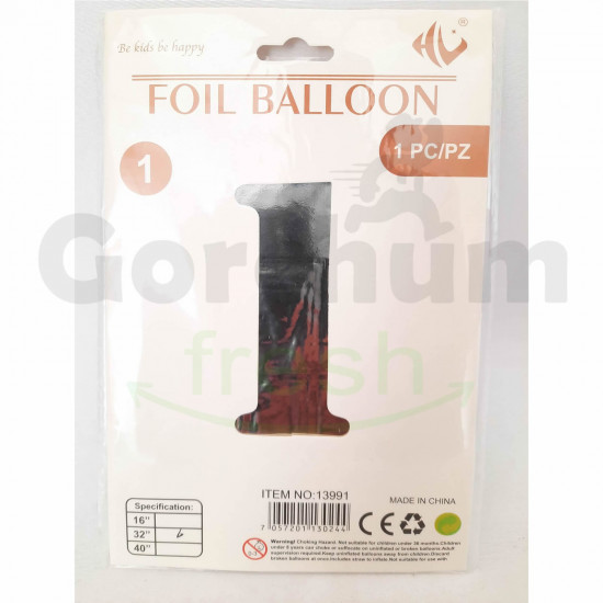 Silver Number 1 Foil Balloon 32 inch