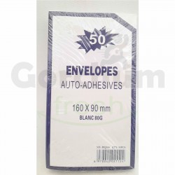 White Envelope Auto-Adhesives size 160x90 mm 50x1