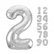Silver Number 2 Foil Balloon 32 inch