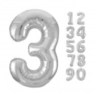Silver Number 3 Foil Balloon 32 inch