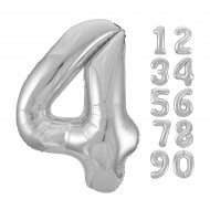 Silver Number 4 Foil Balloon 32 inch