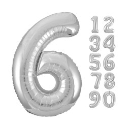 Silver Number 6 Foil Balloon 32 inch