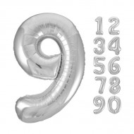 Silver Number 9 Foil Balloon 32 inch