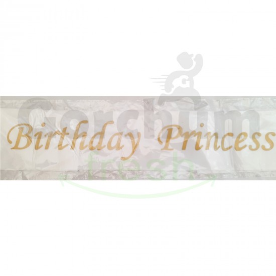 Birthday Princess White And Gold Sash