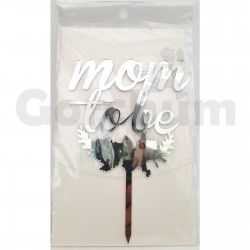 Mom To Be Silver Cake Toppers 