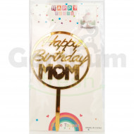 Happy Birthday Mom Gold Cake Toppers 