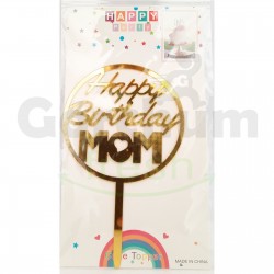 Happy Birthday Mom Gold Cake Toppers 