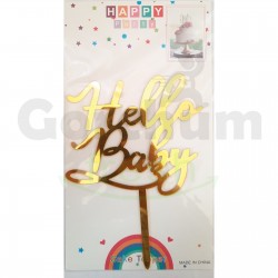 Hello Baby Gold Cake Toppers