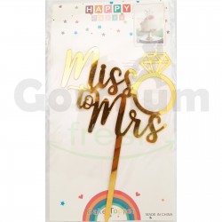 Miss To Mrs Gold Cake Toppers 