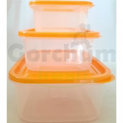 Orange Plastic Lunch Bowl 3 Pcs