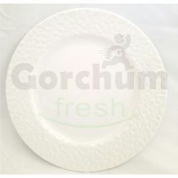 White Ceramic Plate with Textured Edges 